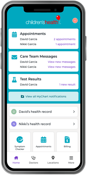 MyChart for Caregivers - MyChart Dashboard